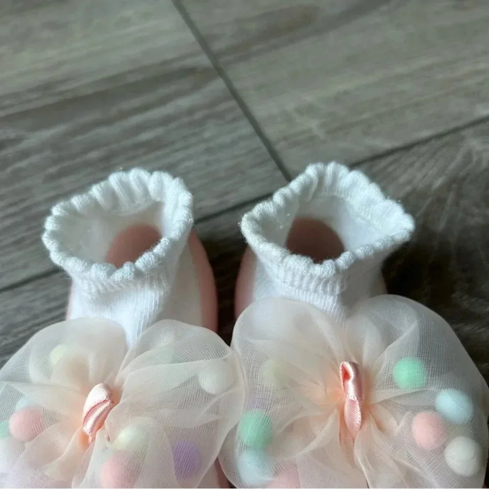 Big Toes Pink Bows NonSlip  Baby Shoe Socks Made in Korea - Picture 4 of 12